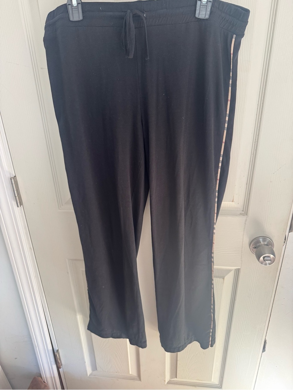 Burberry Stephan Check Trim Black Cotton Joggers Women’s Size Medium